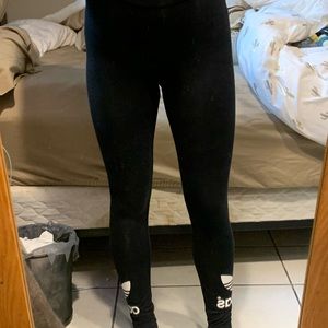 Black adidas leggings with logo at both ankles